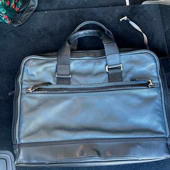 TUMI Alpha Bravo Nylon Leather Briefcase Satchel Carry On Laptop Bag Black - Picture 2 of 2